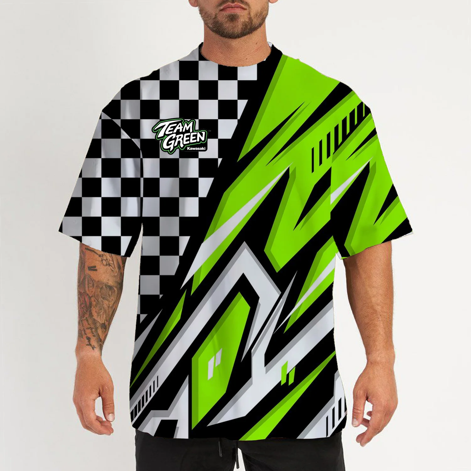 Kawasaki Men's T-shirt Men's Racing T-shirt 3D Printed Fashion Short Sleeve Fashion Men's T-shirt Kawasaki Men Cool Clothing