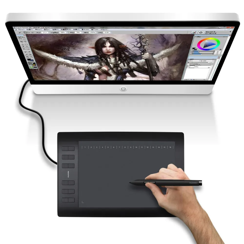 

Новый графический планшет Huion H1060Plus с безбатарейным интерактивным стилусом и функцией наклона