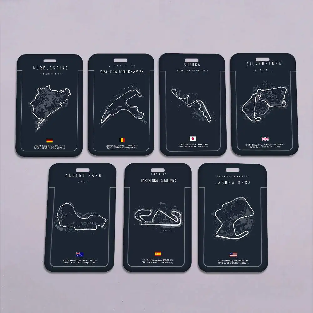 F1 Imola Monaco Track Circuit Unisex Card Cover Women Lanyard Work ID Card Holder Business Work Card ID Badge Holder Bags Case