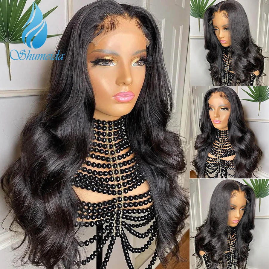 

Shumeida Body Wave 4x4 Brazilian Hair Wigs with Pre-Plucked Hairline Human Hair 4x4 Closure Wigs with Baby Hair Glueless Lace