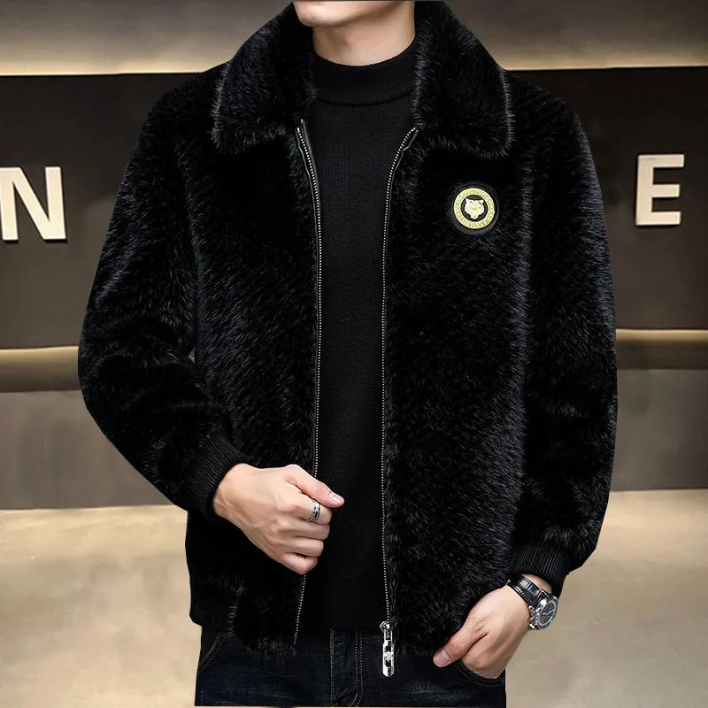 Mingpin Men's Fur Thickened Warm Fashion All-Match Loose Men's Clothing No. 11