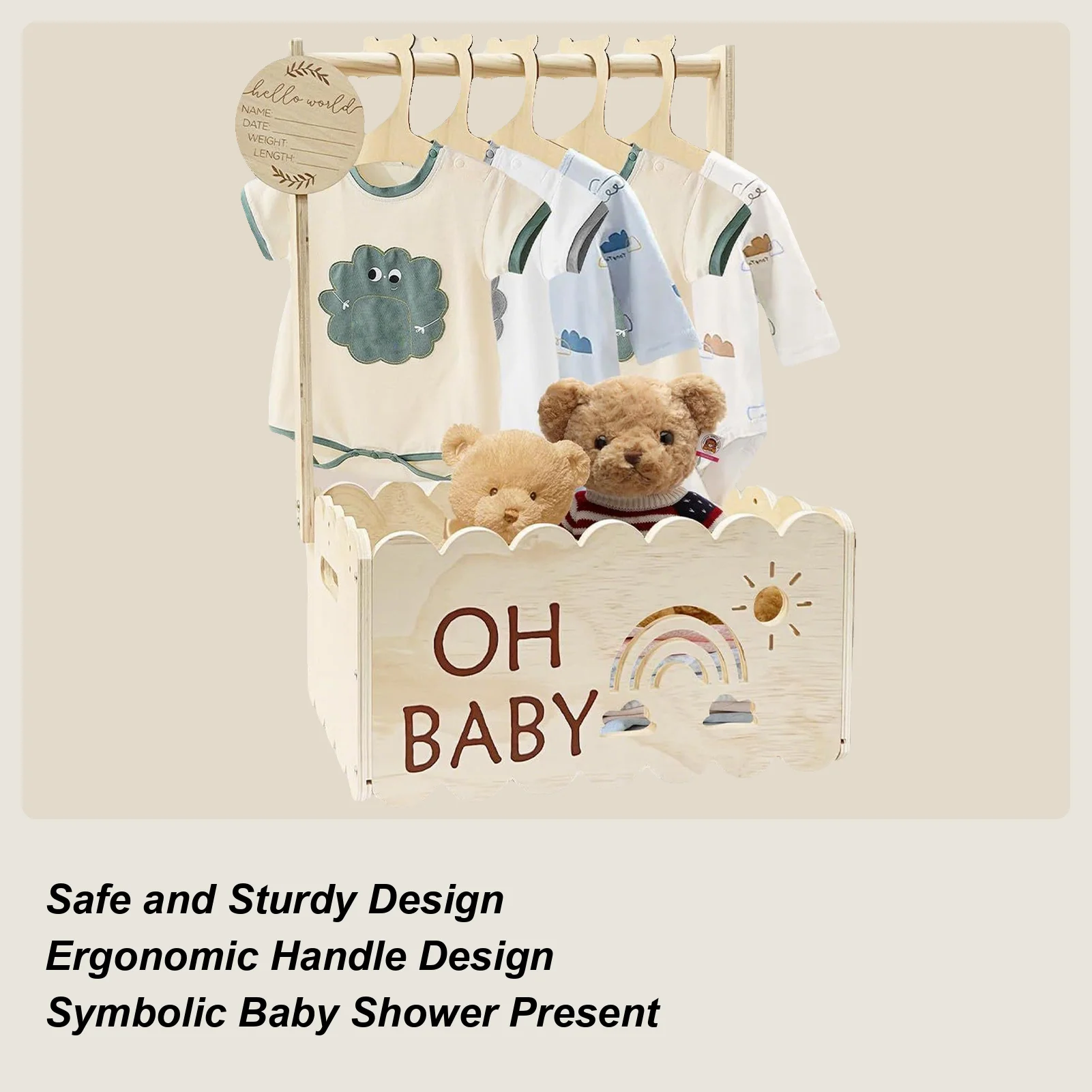 

Корзина для детского душа, деревянная корзина с ручкой, декоративные коробки для дочери, семейный дисплей для крещения, душ, беременность, друзья