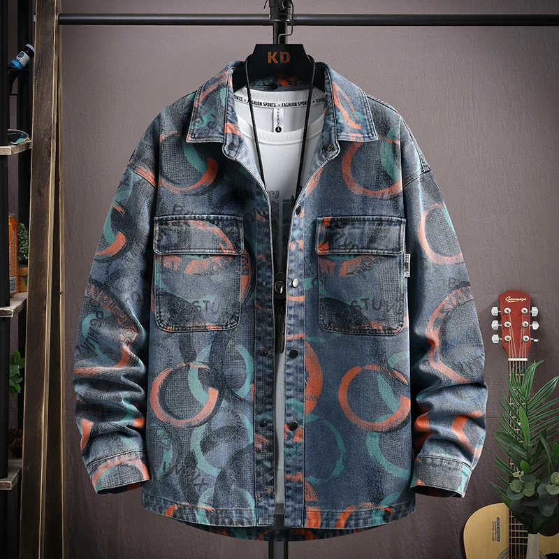 2026 Loose Casual Men's Denim Jacket American Retro Spring Autumn Workwear Design Sense Outerwear Youth Trend Cotton Jacket