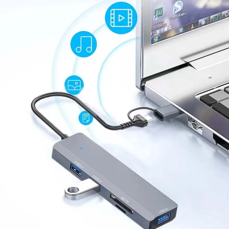 

USB3.0 Multiport Expander TypeC Dock Suitable for Huawei, Lenovo, Xiaomi, Apple, MacBook, Laptop, IPad, Tablet, Hub