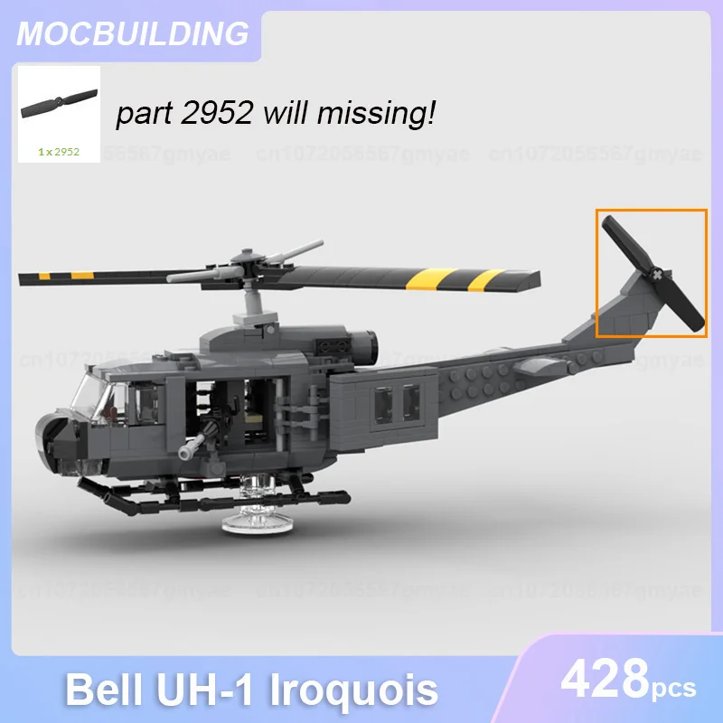 Bell UH-1 Iroquois Helicopter Model MOC Building Blocks DIY Assemble Bricks Educational Creative Collection Toys Gifts 428PCS