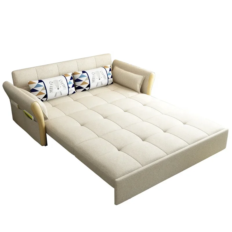 

Portable Folding Sofa Bed Solid Wood Frame Convertible Sofa Three Seat Sofa Cum Bed Living Room Furniture Couch