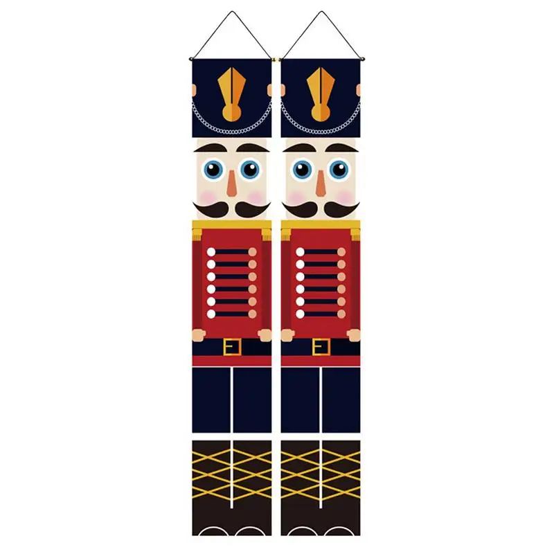 A Pair Of Nutcracker Couplet Nutcracker Banner Christmas Decorations For Front Door Soldier Banner With Bright Colors