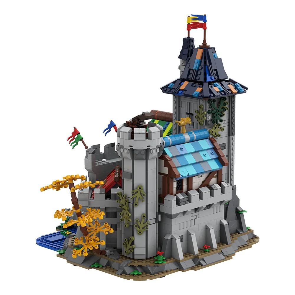 MOC Medieval Fantasy Castle Bricks Model Modular Fantasy Castle Architecture Street View Building Blocks Toys Kids Birthday Gift