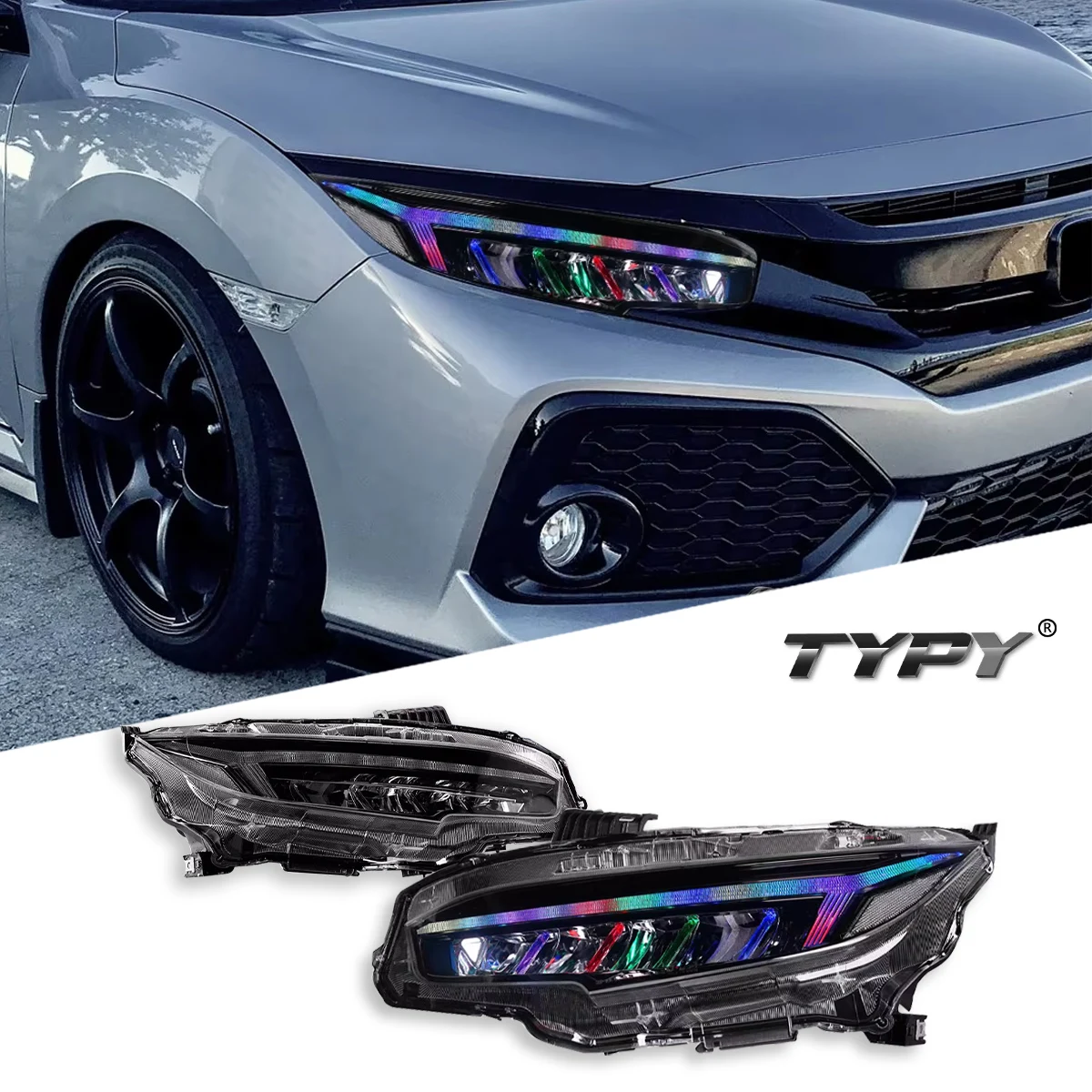 

Car For Honda Civic 10th RGB Headlight 2016-2021 Upgrade Modified to New DRL Dynamic Turn Signal LED Headlight Auto Accessories