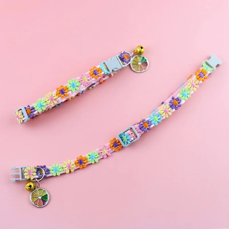 Collier pour animaux avec clochette, motif dessin animé coloré, collier pour chien, chiot et chaton, anneau de sécurité réglable, accessoires pour animaux_voghion.com