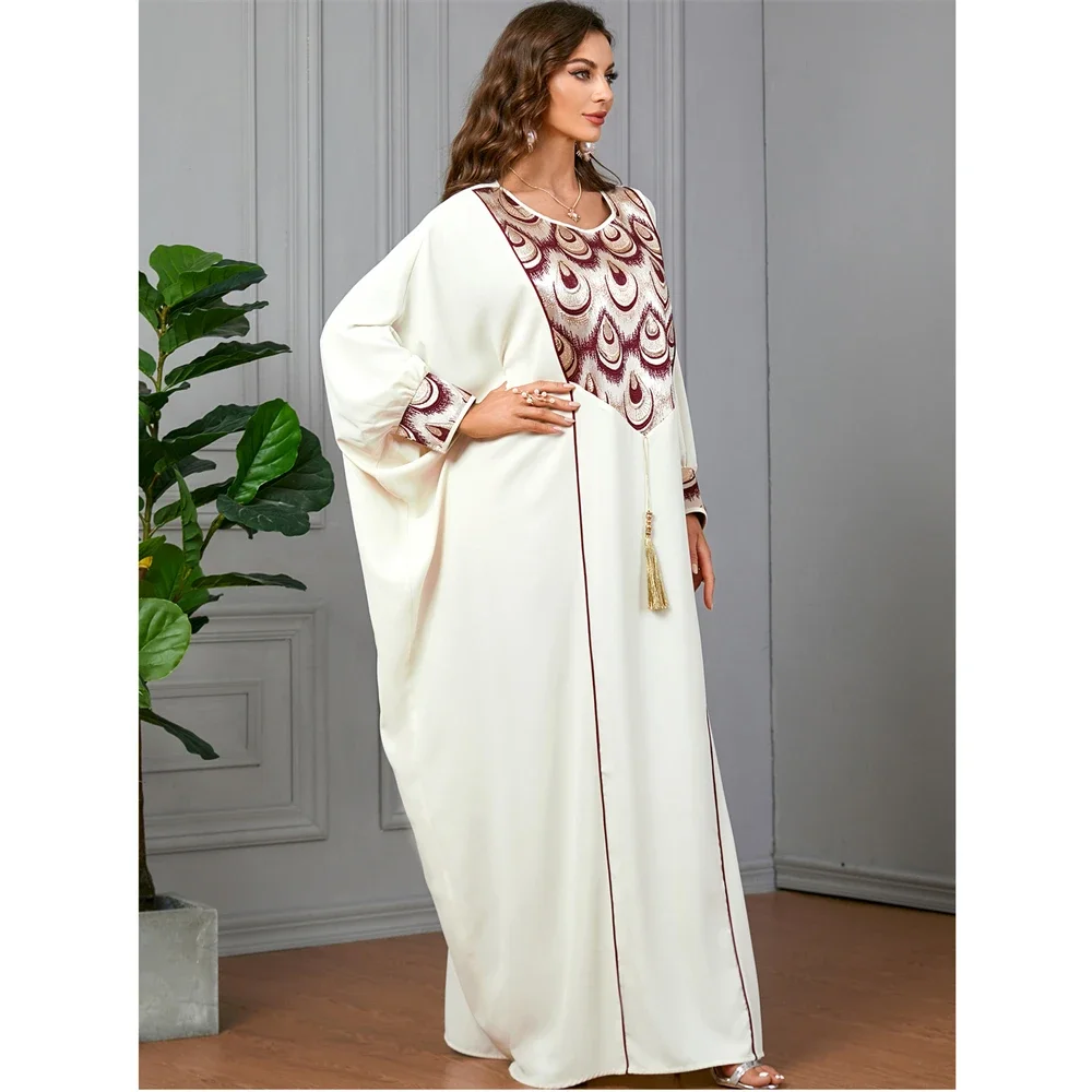 Afrikaanse Moslim Jurk Voor Vrouwen Kwastje Abaya Vleermuis Mouw Abaya Losse Oversized Caftan Islam Vestidos Marokkaanse Kaftan Elbise 2024