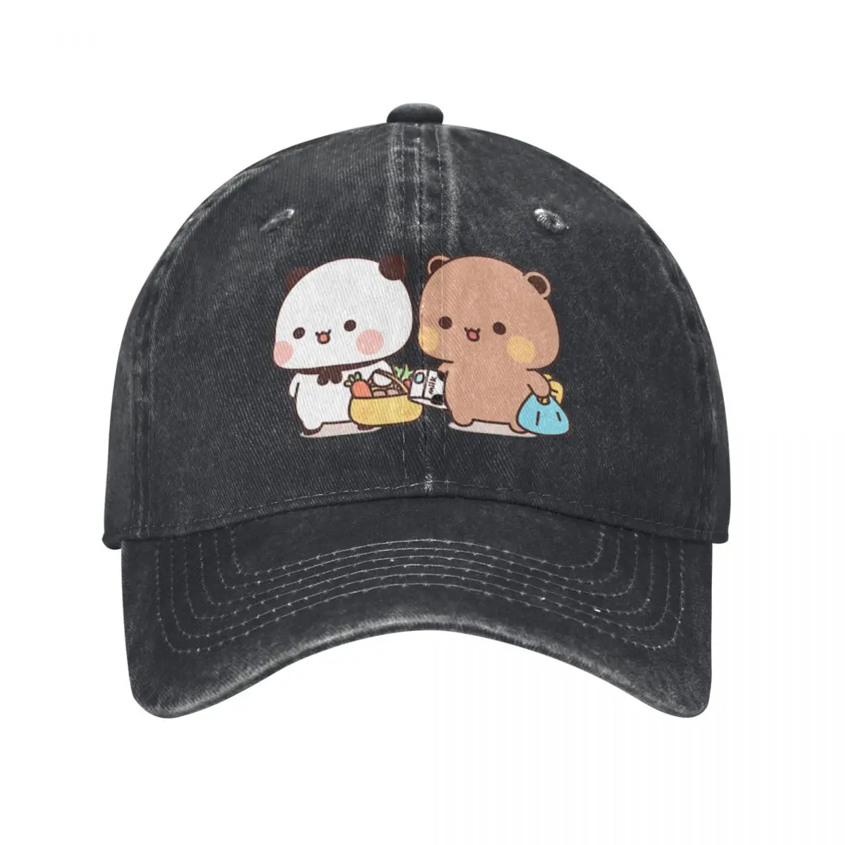 Cute Bubu And Dudu Go To Grocery Together Baseball Caps Vintage Denim Washed Headwear Unisex Style Outdoor Running Hats