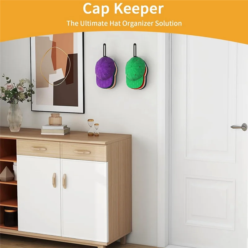 -ESTR Cintre pour chapeaux pour mur 6 paquets, crochets pour chapeaux pour mur, support pour chapeaux de baseball en métal pour mur, rangement de chapeaux pour casquettes de baseball