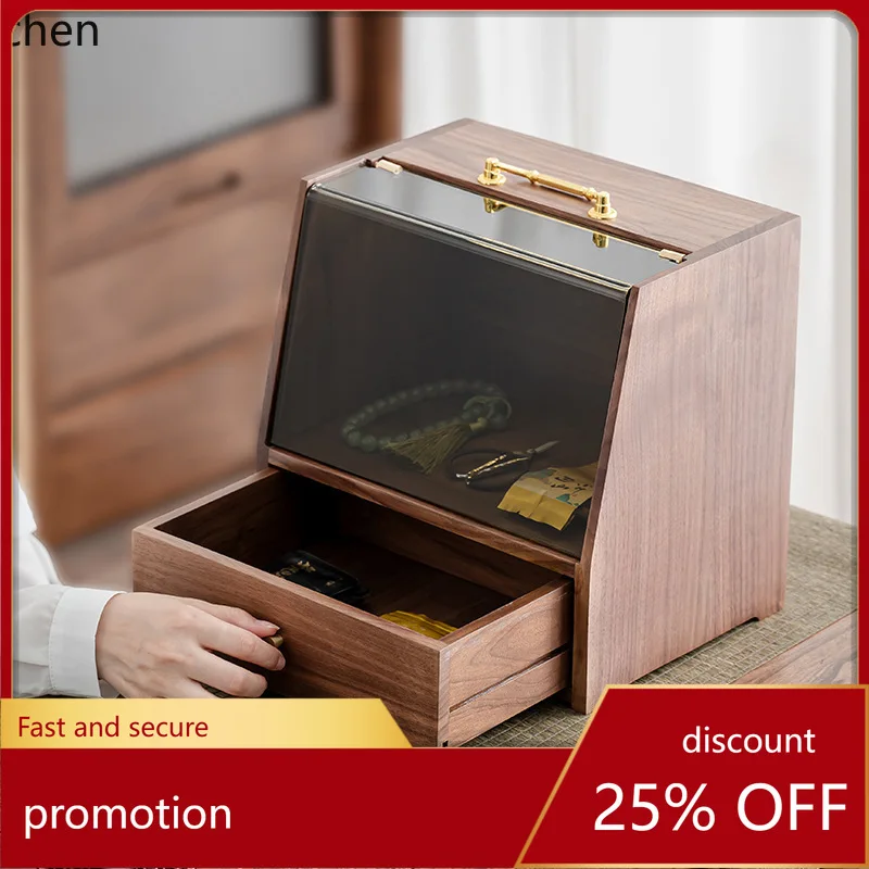 

ZML Home Furnishing Desktop Storage Box with Drawer Locker Tea Ware Shelf Jewelry Box