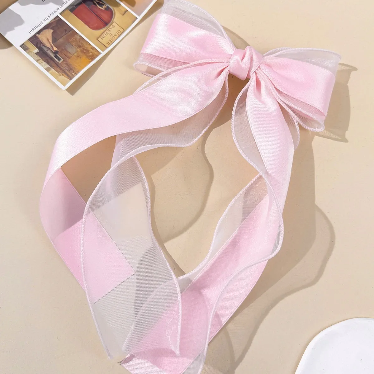 Korean Style Fashion Fabric Mesh Bow Ponytail Hairpin for Women Girls Ribbon Hair Clips Bowknot Spring Clip Female Accessories