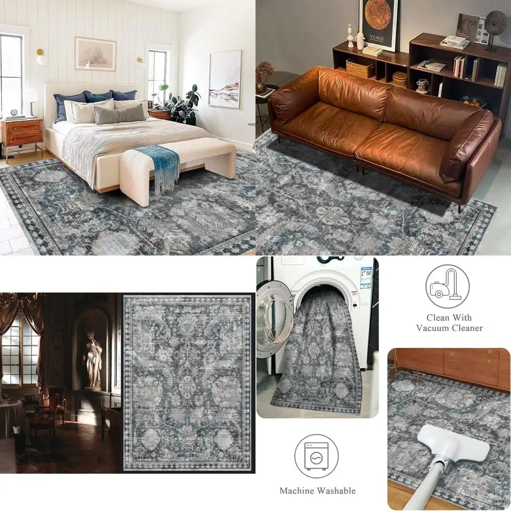 

Stain-Resistant, Water-Proof Area Rugs for Living Spaces, Bedrooms, Kids' Rooms - Non-Slip, Pet and Child Safe, Vintage Tribal D