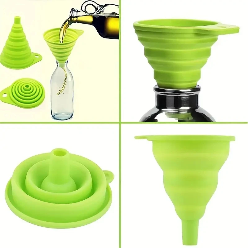 Foldable Funnel Silicone Portable Mini Funnels For Fuel Hopper Beer Oil Leak Household Liquid Dispenser Kitchen Accessories