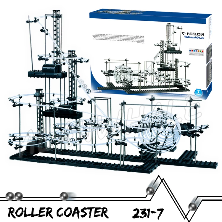 

3200cm Rail Level 7 Marble Run Three-Layer Maze Roller Coaster Accelerate Circle Model Building Boys Sets Rolling ball Sculpture