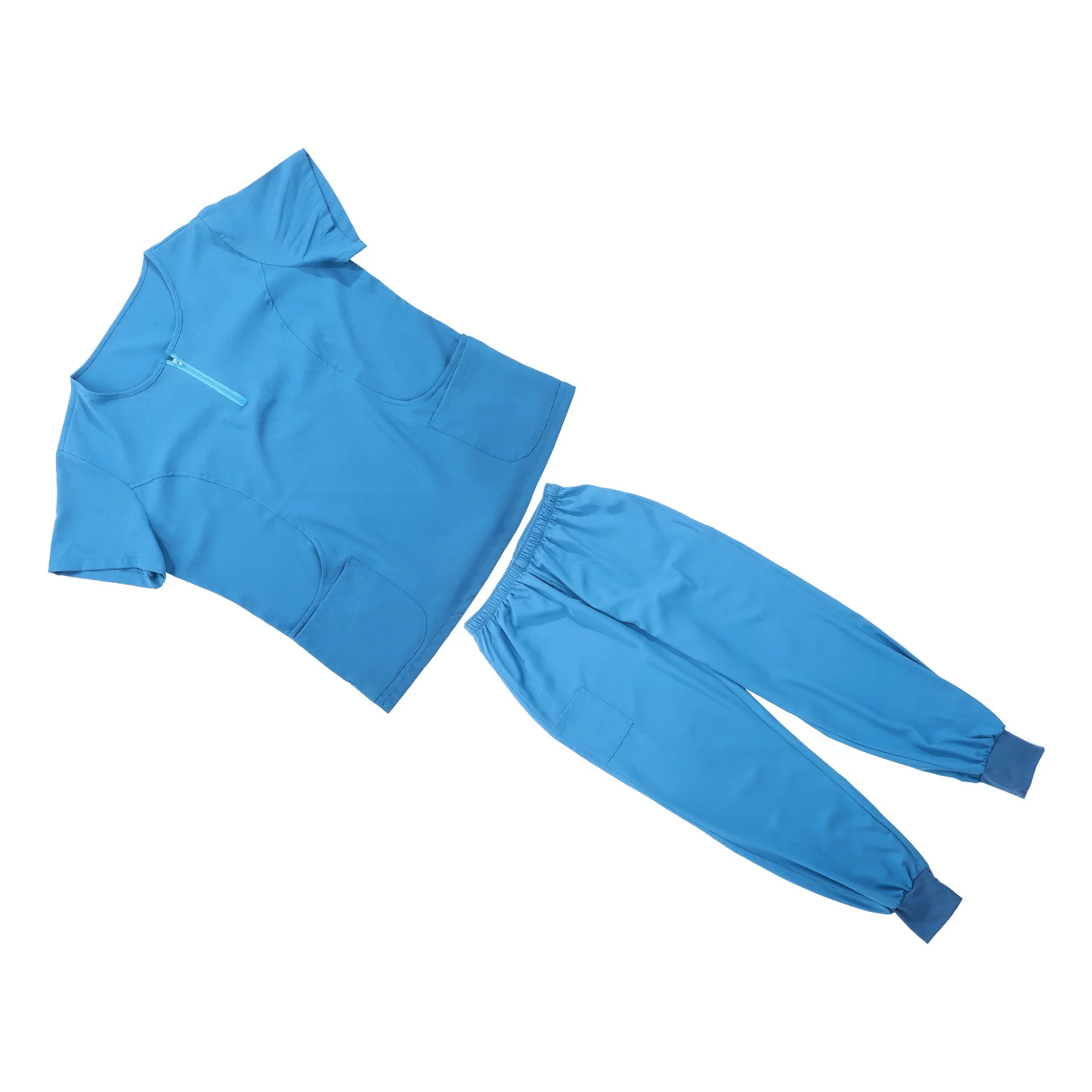 1Set Women Doctor Uniform Short Sleeve Classic Pockets Design Breathable Comfortable Medical Work Clothes Woman Doctor Uniform