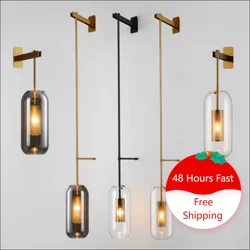 Glass Modern Wall Lamps for Bedroom Bedside Hotel Sconce Light Fixtures Background Living Room Entrance Shop Modern Lustres Deco