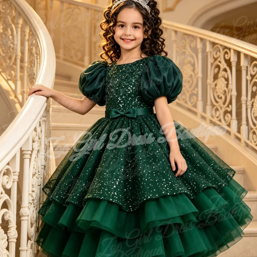 abito-da-damigella-verde-scuro-con-maniche-a-sbuffo-e-paillettes-fiocco-e-volant-corto-stile-principessa-per-feste-di-compleanno-prima-comunione-personalizzabile