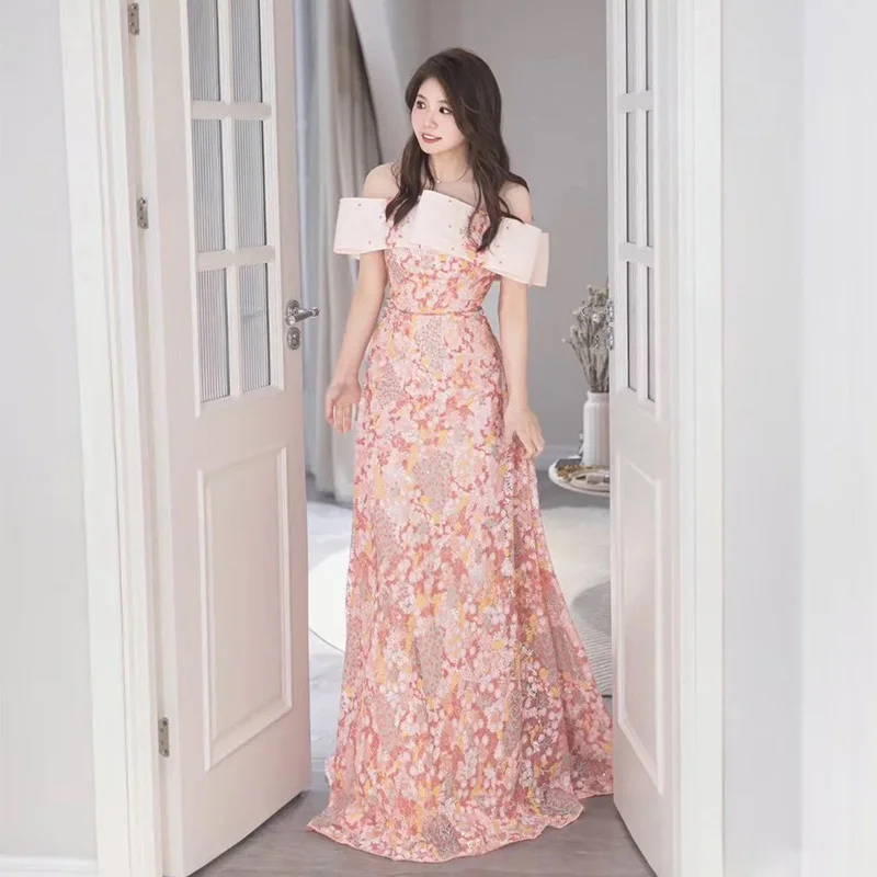 

Длинное вечернее платье Princ Sle на одно плечо с пайетками, свадебное, для помолвки, коктейльное, в пол