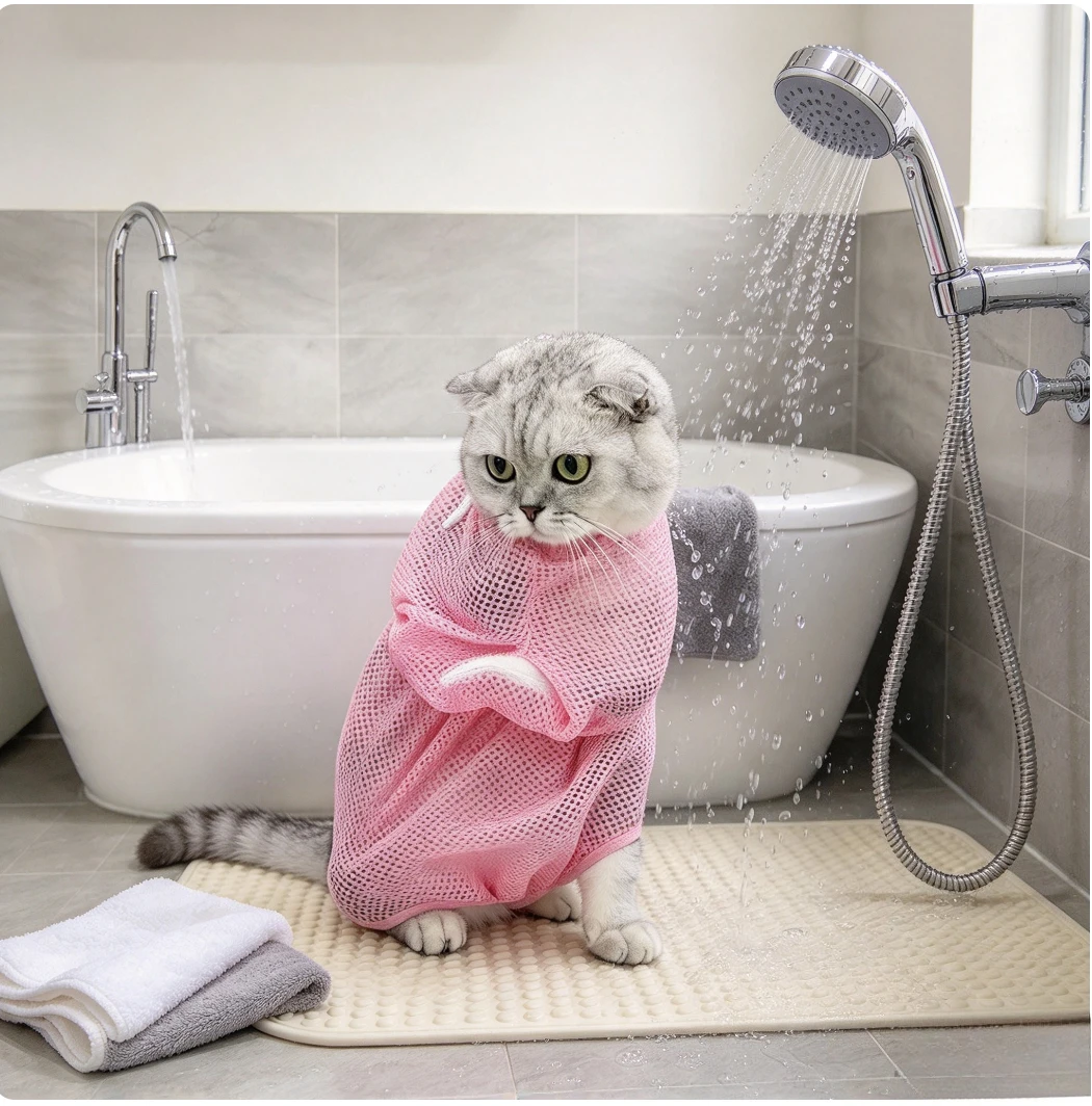Cat Bath Restraint Bag, Anti Scratch and Anti Bite Cat Beauty Bag, Used for Bathing, Trimming Nails, and Ear Cleaning