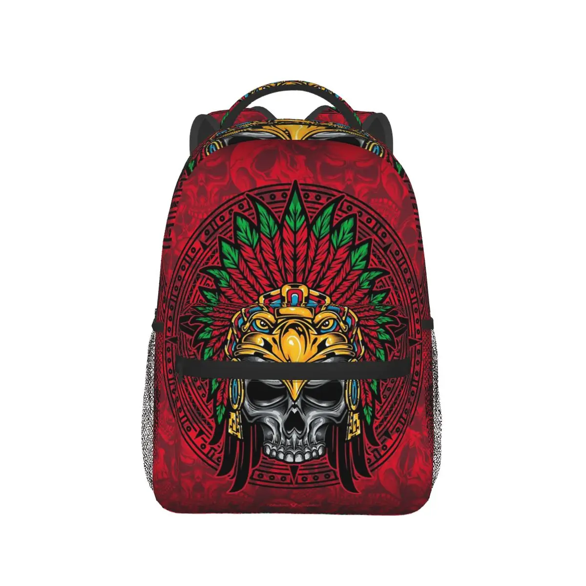 Aztec Eagle Knight Skull กระเป๋าเป้สะพายหลังชายหญิง Bookbag นักเรียนโรงเรียนกระเป๋าการ์ตูนแล็ปท็อป Rucksack กระเป๋าสะพายขนาดใหญ่ความจุ
