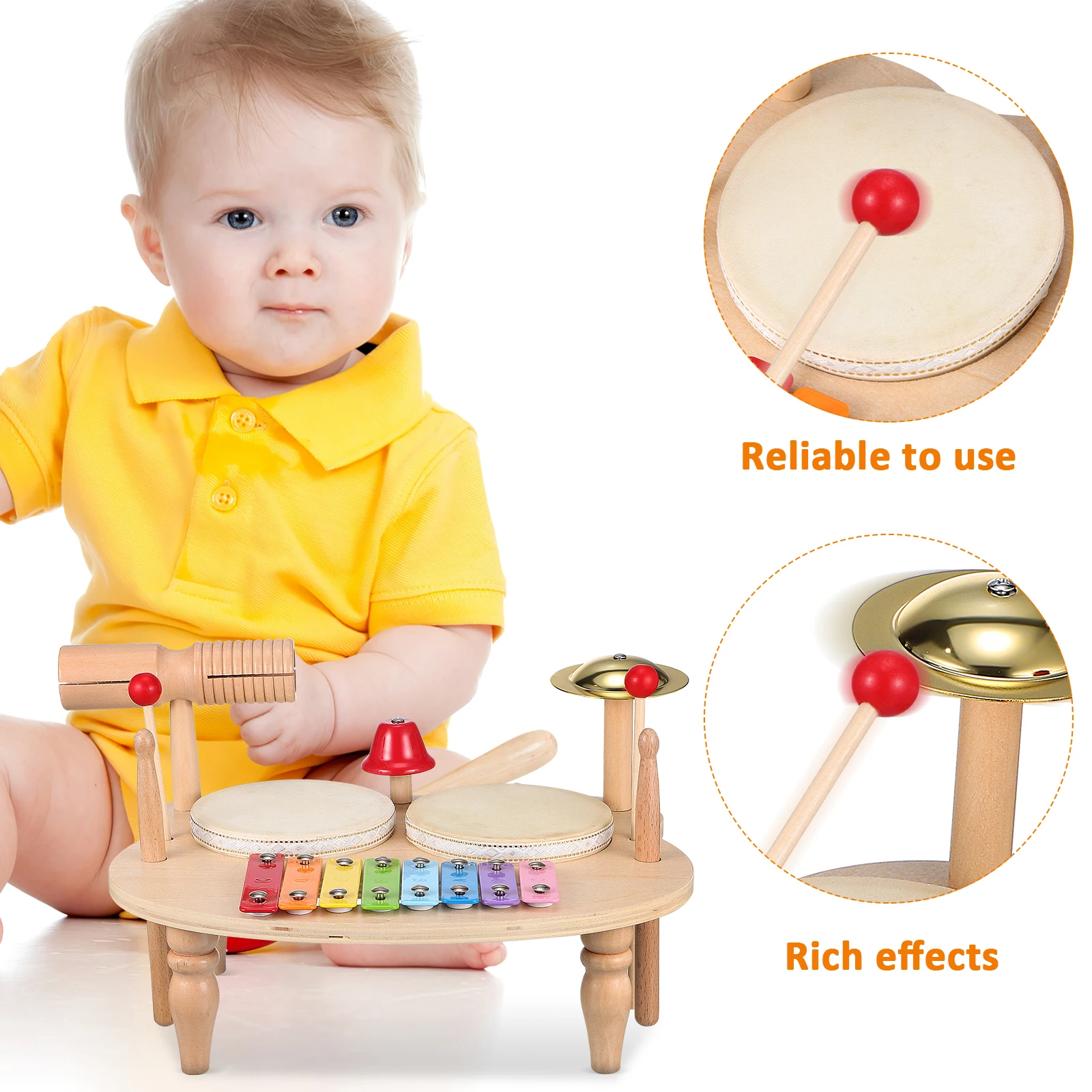 Hölzernes Schlaginstrument, klarer Klang, satte Effekte, Xylophon für Anfänger, 1-jähriges Lernspielzeug, Musikinstrumente