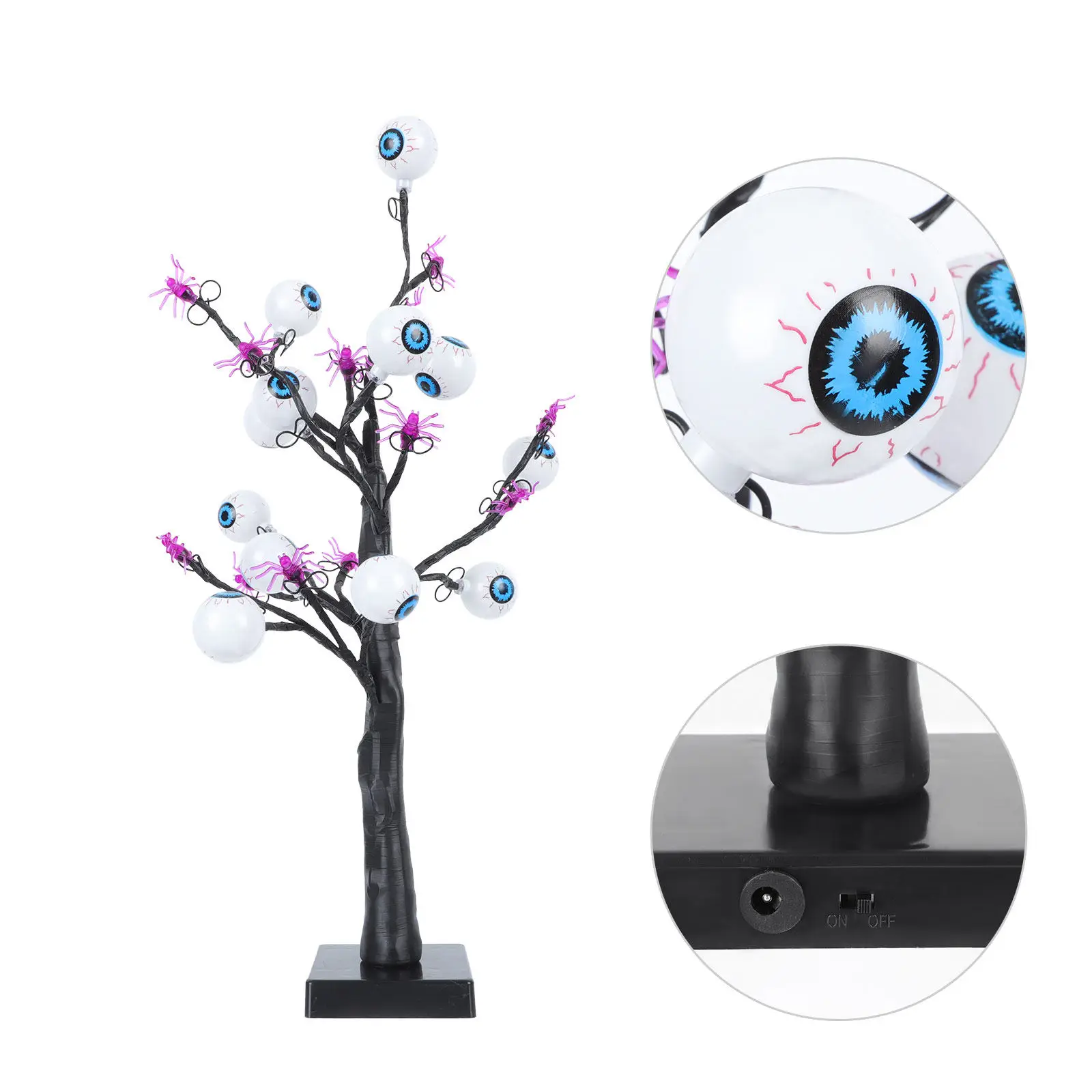 

1Pcs Halloween Themed Tree Lamp Eyeball Spider Night Light Decorative Branch Light Festival Style Desktop Ornament Scene