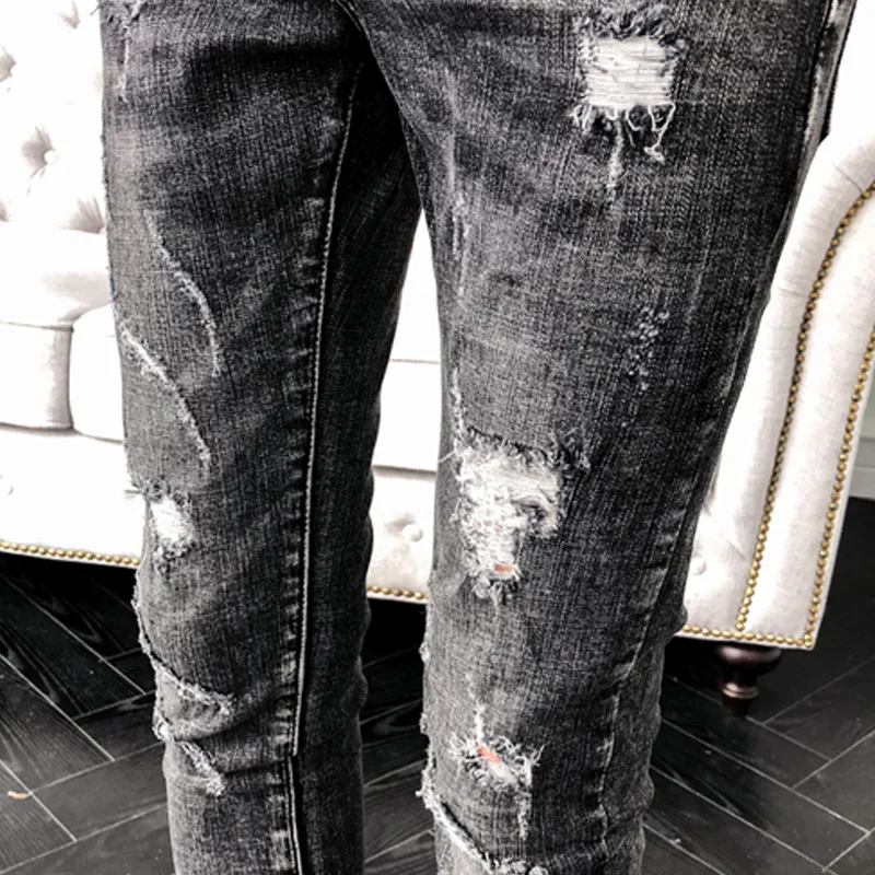 Primavera autunno 2022 adolescenti Jeans Skinny pantaloni da uomo pantaloni coreani Slim strappati pantaloni sottili a matita attillati versatili