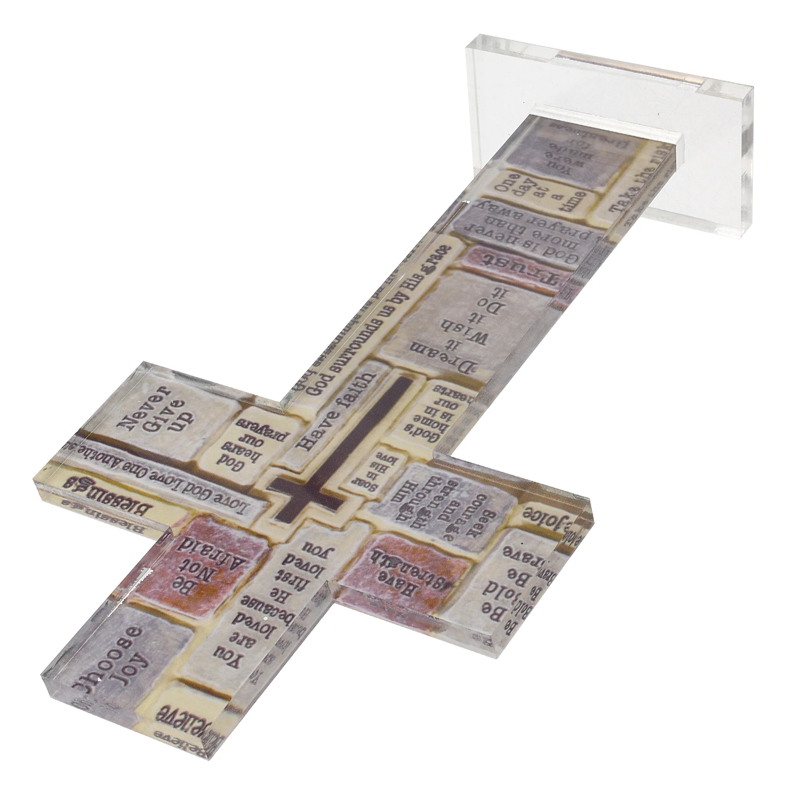 

Creative Inspirational Acrylic Table Decor With Motivational Quotes Desktop Cross Ornament For Home Office Church Tabletop Cross