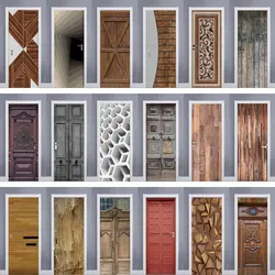 New Retro Wooden Door Stickers Wrap The Whole Door Matte PVC Material Waterproof Self-adhesive DIY Simulation Door Stickers