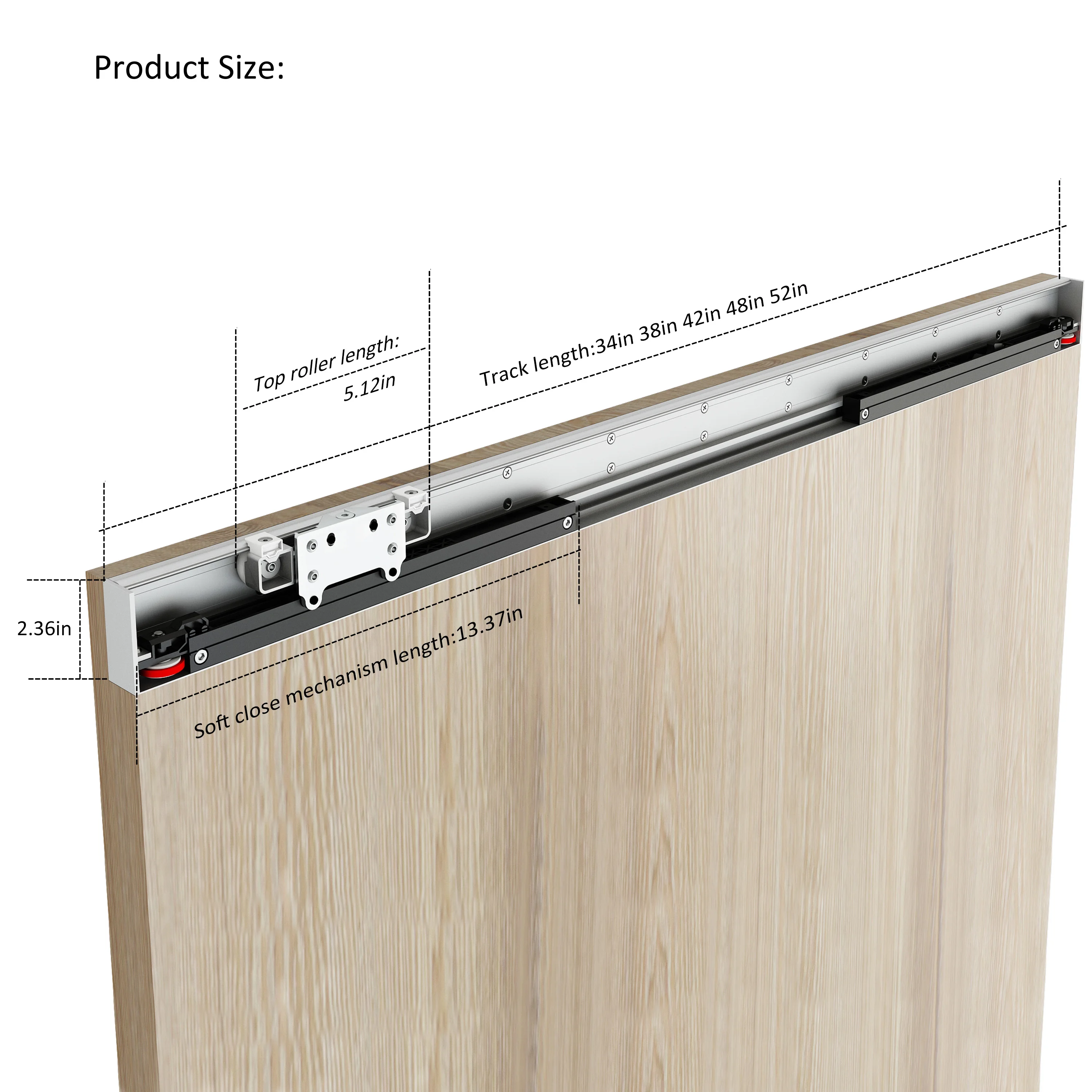 Imagem -04 - Escondido Deslizante Porta de Celeiro Hardware Soft Closing Interior Wall Mount Flutuante Volta Escondida Trilho Deslizante sem Trilho Chão