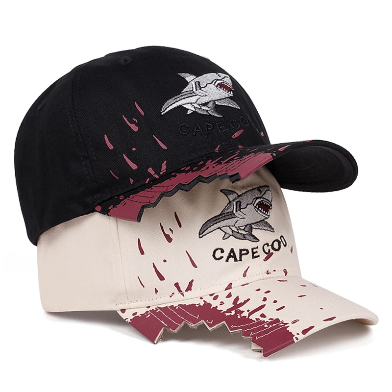 2026 Fashion New Baseball Hat Shark Embroidery Hip Hop Skateboard Hat Outdoor Daily Commuter Decoration Hat Sunshade Hat Unisex