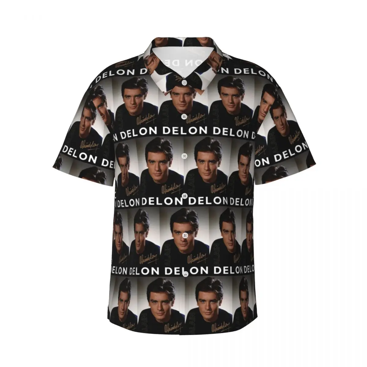 

Alain Delon Actor Men's Shirts Hawaiian Short Sleeve Shirt Fashion Lapel Tops for Summer Beach