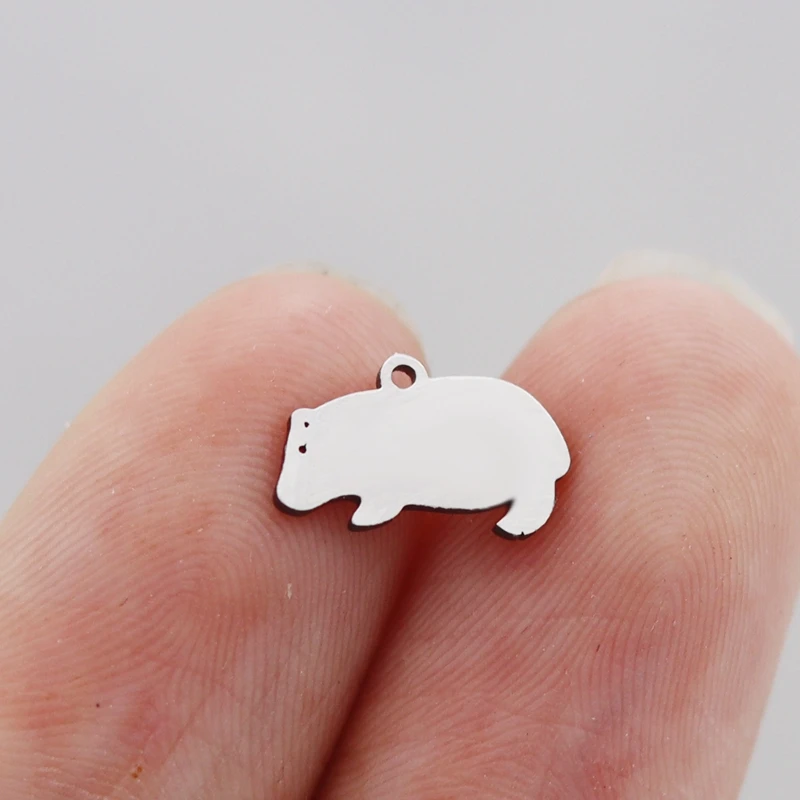 3pcs Cute Baby Hippo Charm Tiny diy Accessories Stainless Steel Pendant Charms for Jewelry Making Earrings Bracelets Supplies