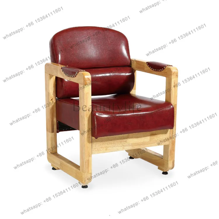 Hair cutting, perming and dyeing, working chair, atmospheric haircut chair, retro solid wood high-end stool