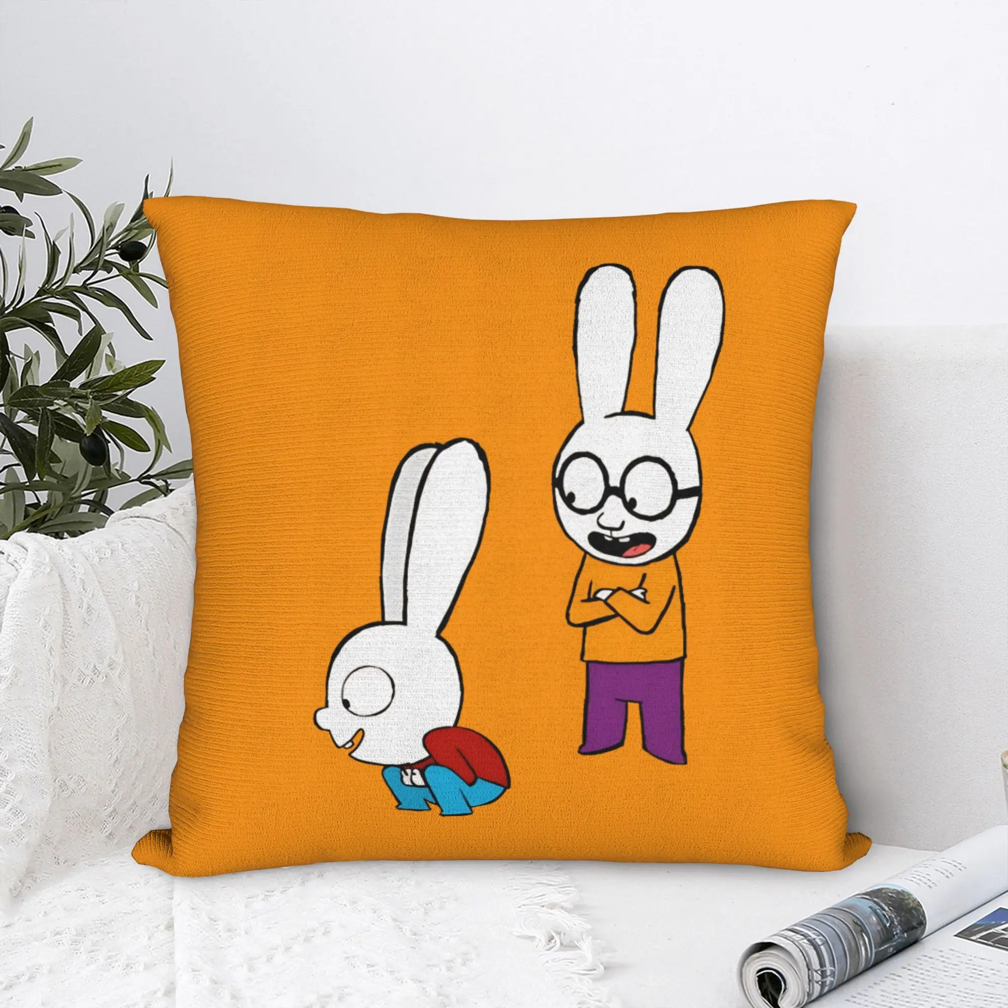 Simons Super Rabbit Pillowcase Polyester Cushion Cover Decorations Cute Bunny  Pillow Case Cover Home Square 18'