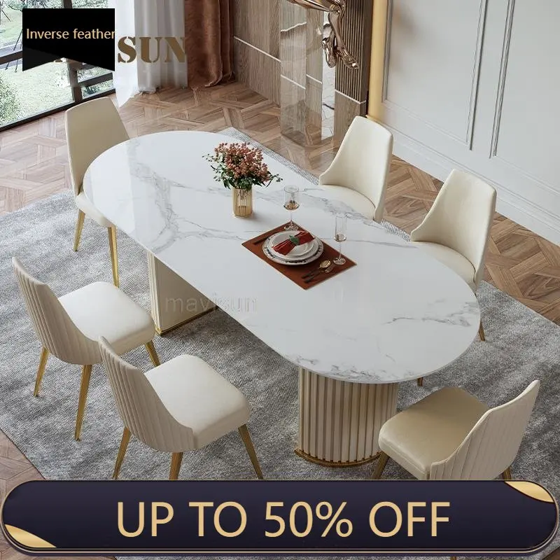 White Oval Dinner Table Kitchen Nordic Postmodern Simple Glossy Rock Modern Dining Tables Luxury Mesa Comedor Kitchen Furnitures