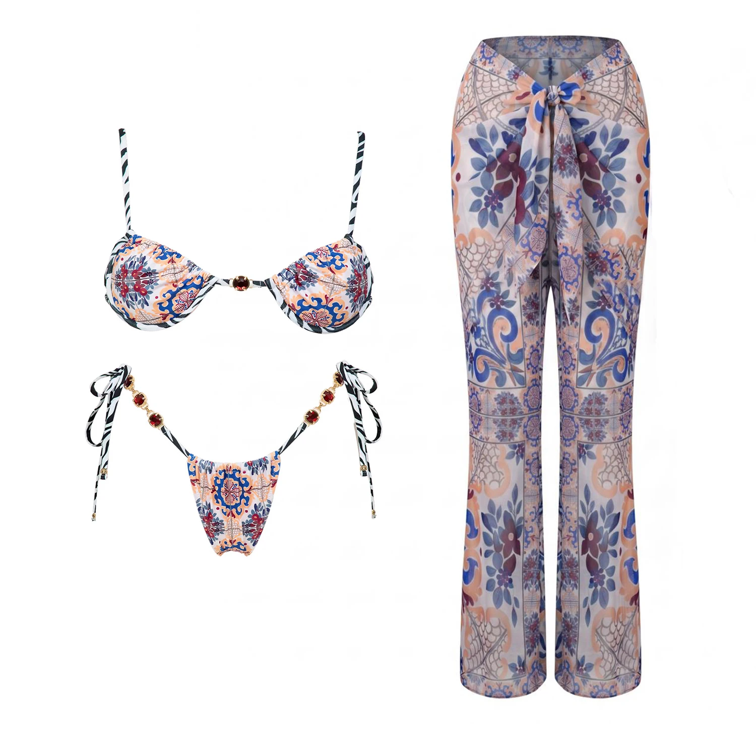 Set 3 Pezzi Micro Bikini Sexy  - Printed Wrap Skirt recensione e prezzo