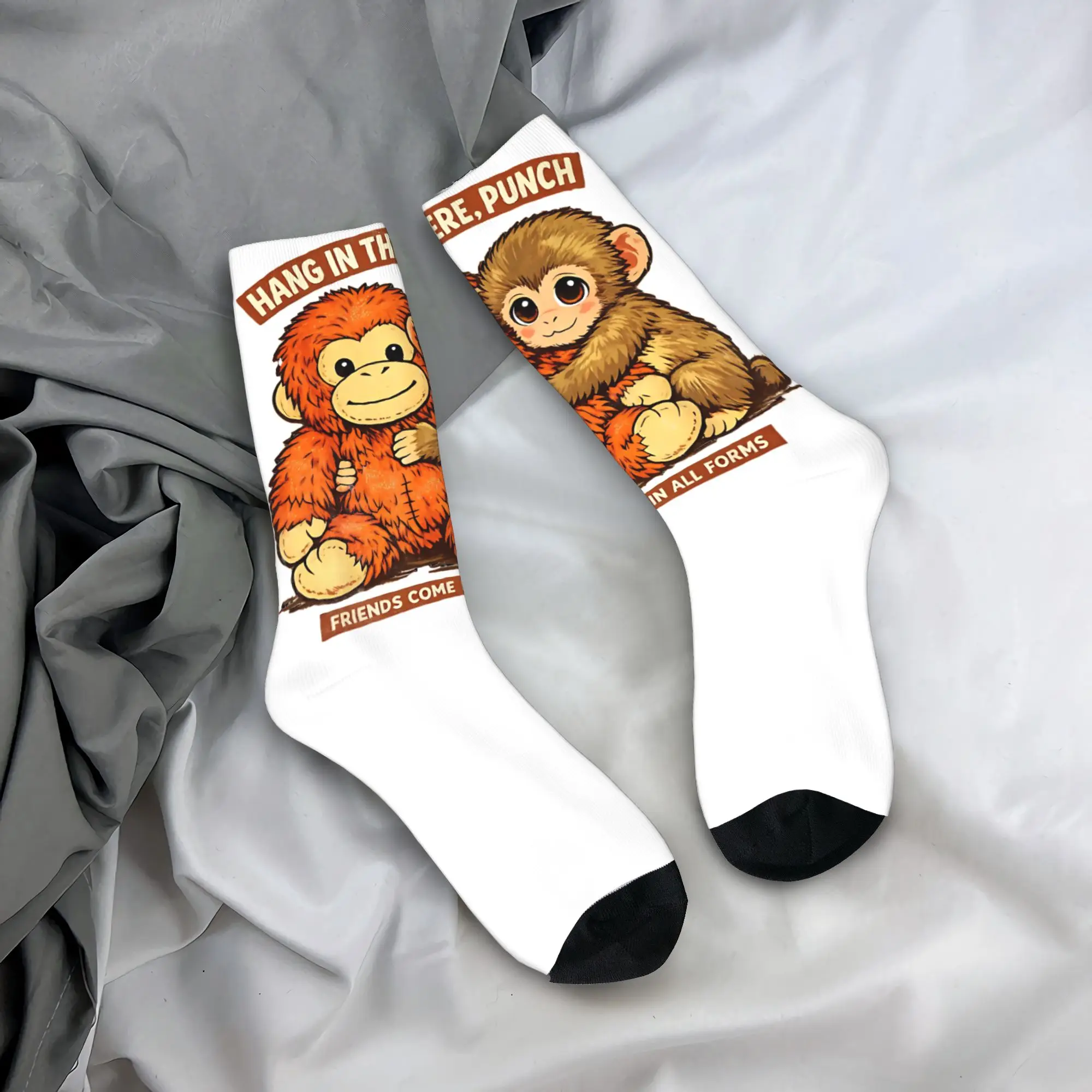 

Lonely Punch Monkey Cute Baby Monkey Punch Socks Spring Stockings Korean Women Men Soft Breathable Socks Graphic Non-Slip Socks