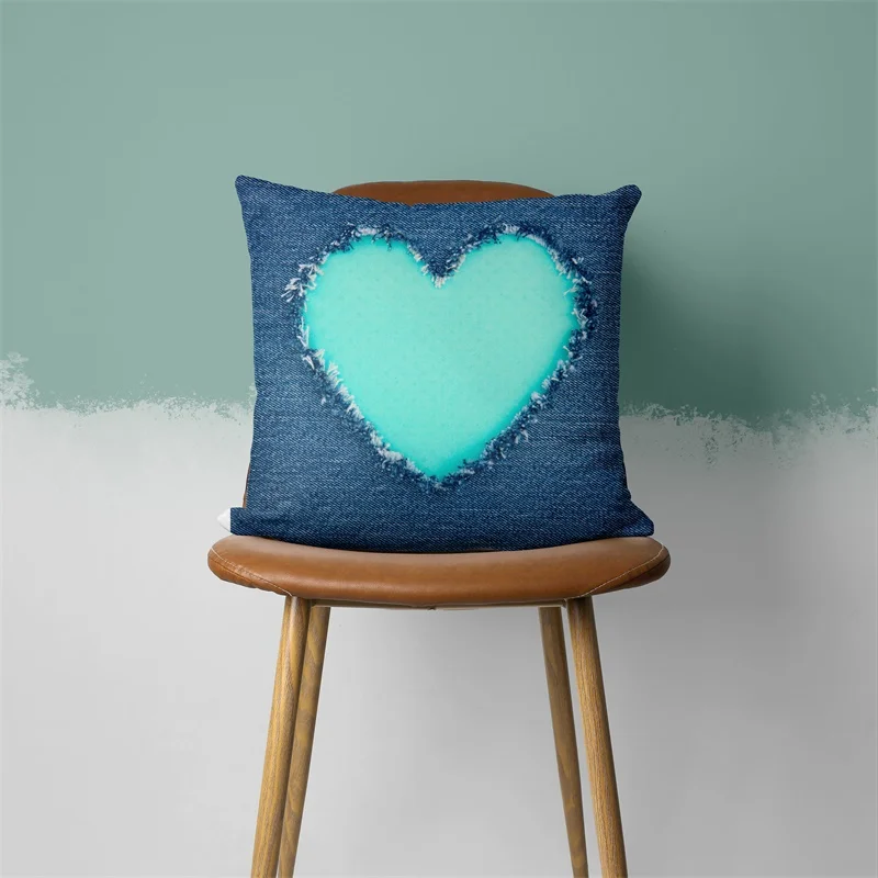 Cushion Covers Sofa Pillowcases Bedroom Home Decor Leaves Feather Geometric Hearts Teal  Car Office