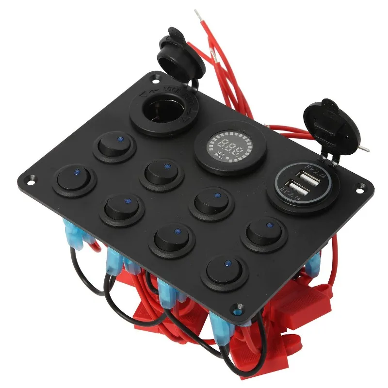 Carregador de carro com tela colorida DIY, carregador de interruptor basculante programável com iluminação RGB