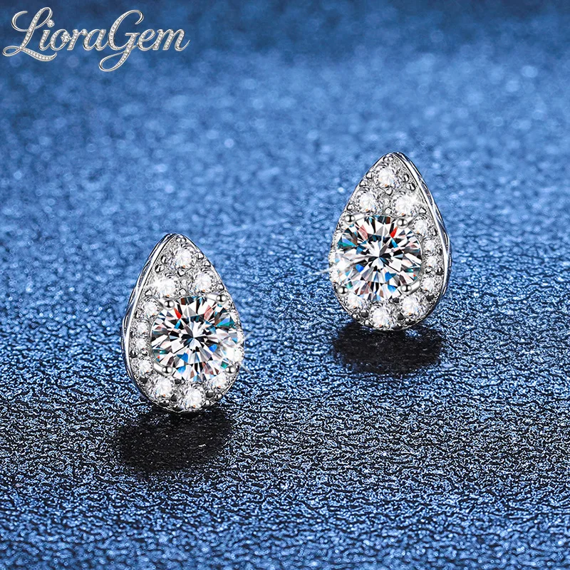 

LioraGem Women's Luxury Teardrop-Shaped Moissanite Stud Earrings, 0.5-Carat D-Color Moissanite Earrings Platinum PT950 Stamp
