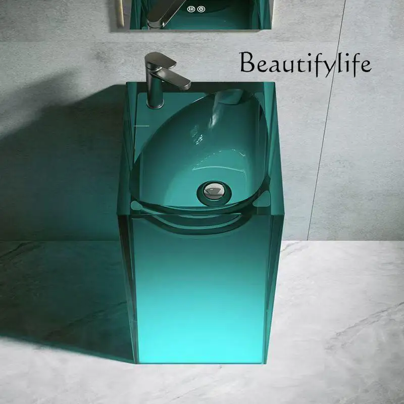 

Transparent color resin column basin hotel homestay floor-to-ceiling bathroom household balcony hand wash basin