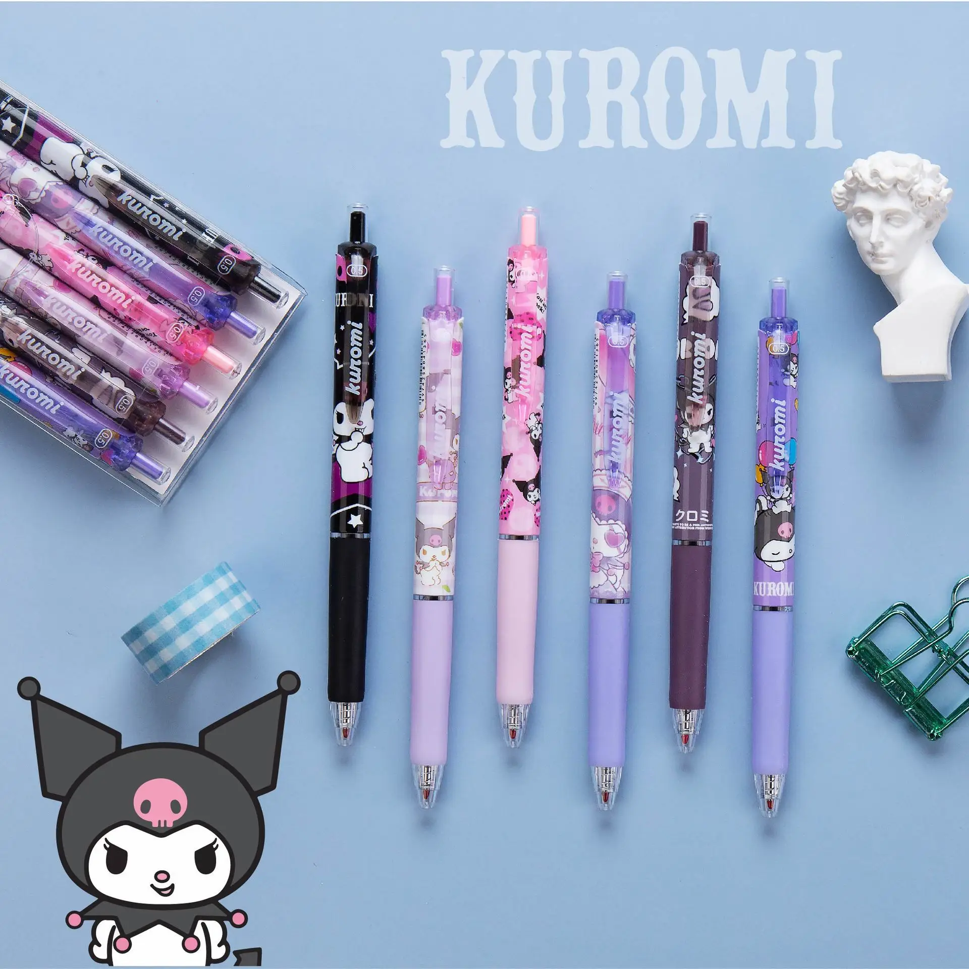 Sanrio Family Kuromi Press The Rollerball Pen Signature Pen Black Ink Pen Cartoon Cute Bullet  Wholesale Of Student Stationery