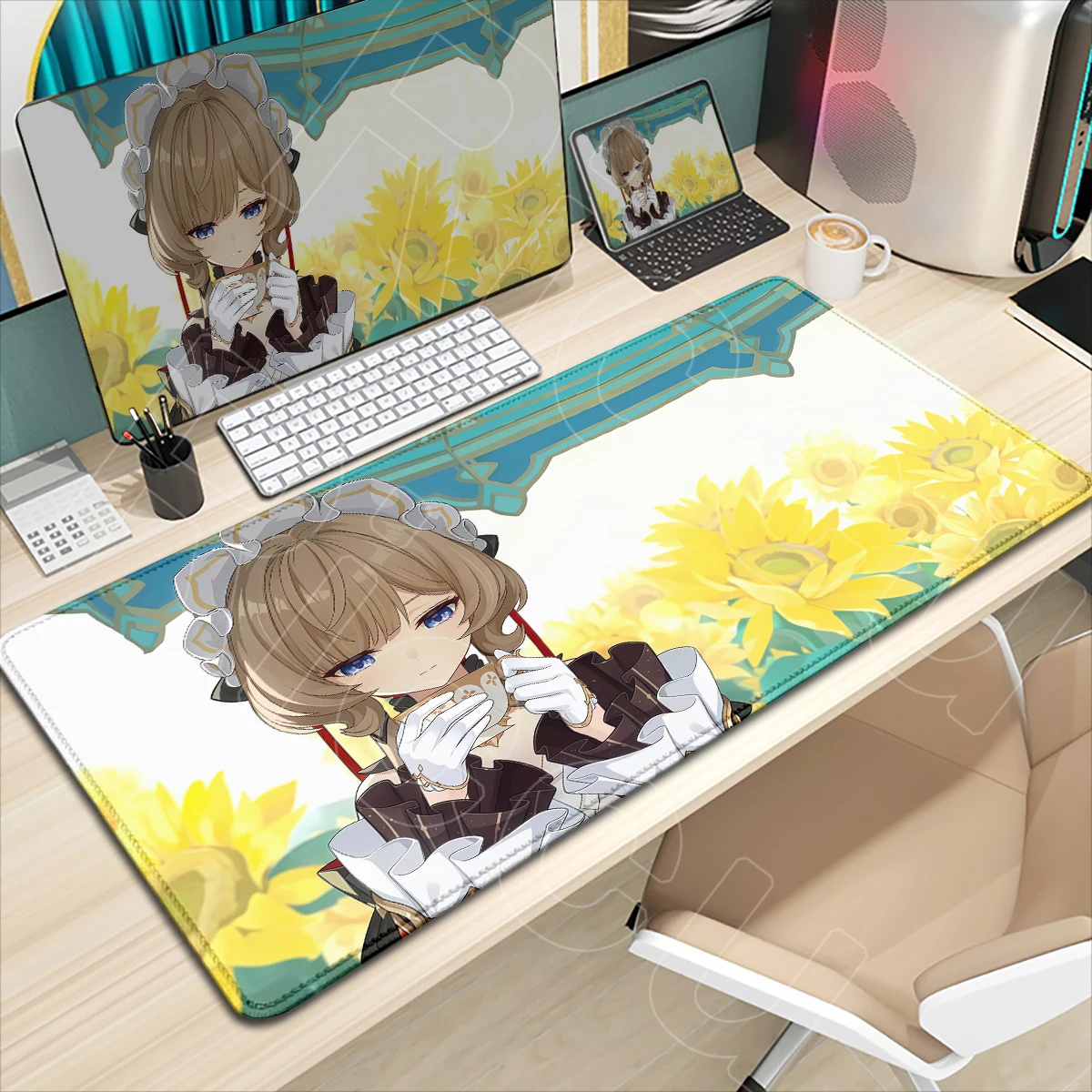Genshin Impact Sandrone Washable Rubber Non-slip Large Mauspad Gaming HD Printing Durable Stitching Computer Offices Accessories