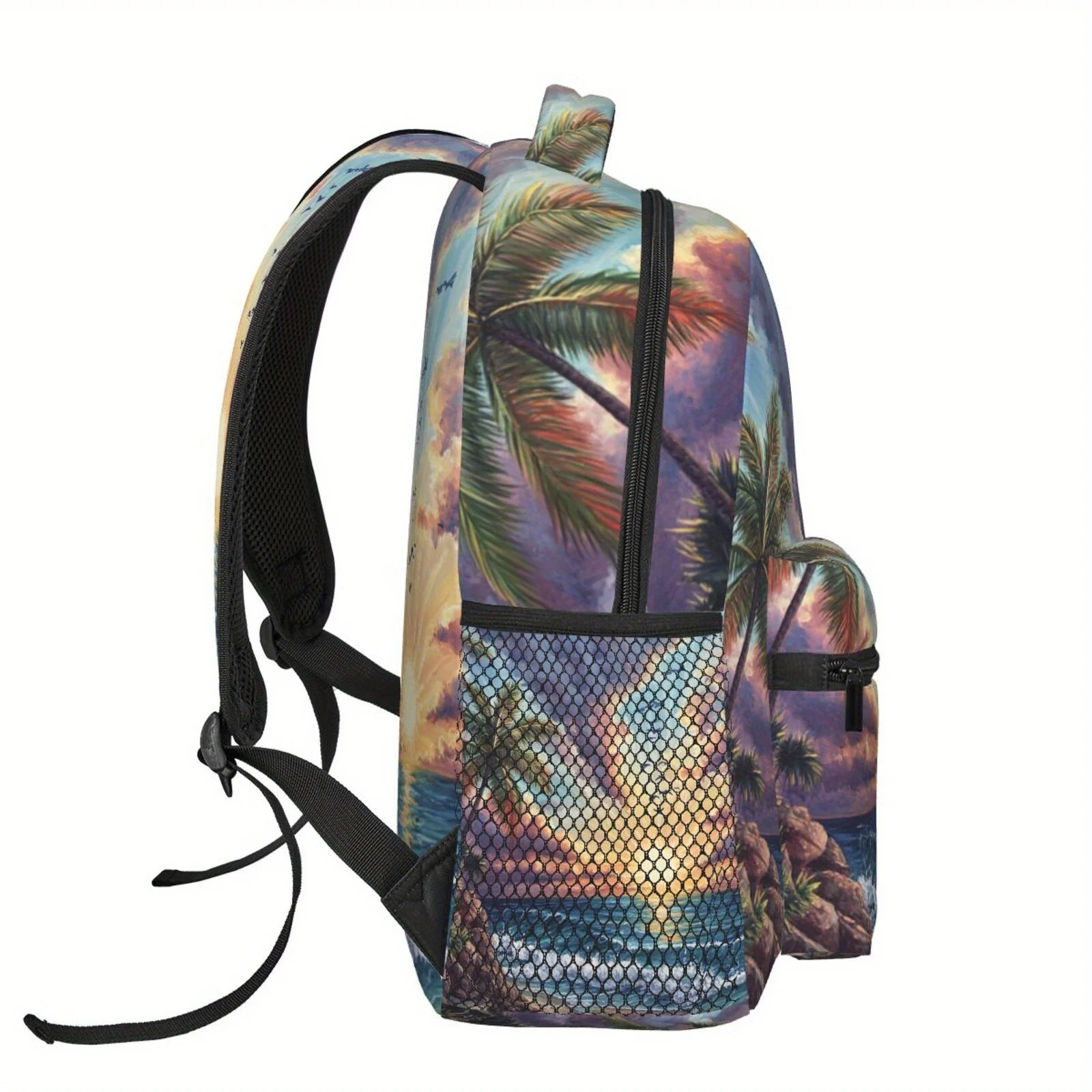 Men'S Casual Laptop Backpack with Vibrant Summer Beach Scene Print Lightweight, Large Capacity Waist Protection