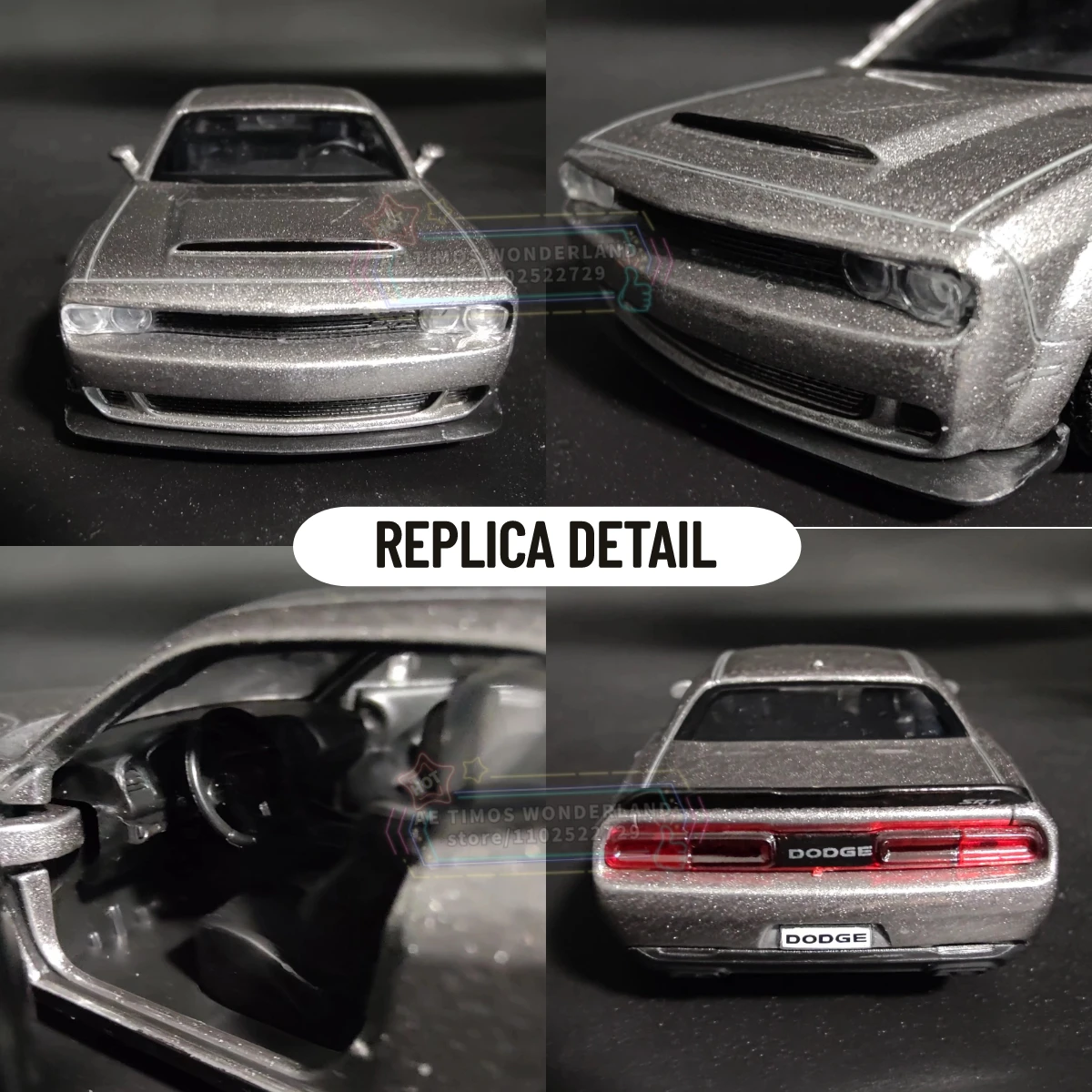 1:36 Dodge Challenger SRT Demon Metal Diecast Muscle Car Model Repilca Scale Miniature Art Figure Kid Toy for Boy Xmas Gift